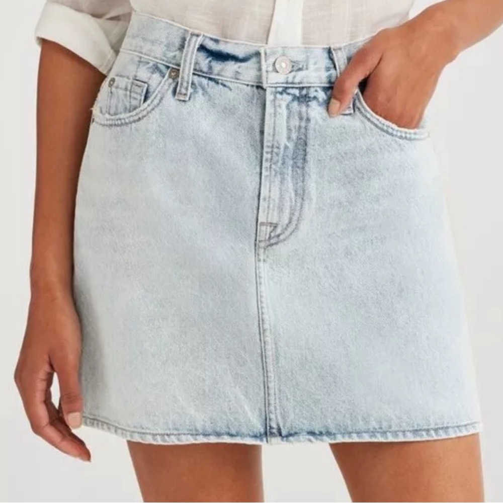 7 for all mankind light wash denim skirt